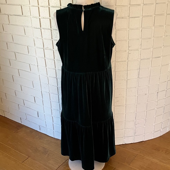 J. Crew Dark Green Velvet Midi Dress - Picture 5 of 9